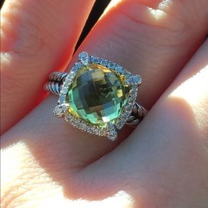 David Yurman Ring with Peridot/Diamonds